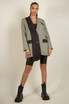 Check Oversized Blazer With Contrasting Lapel