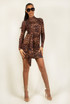 Leopard Print Gathered Bodycon Dress
