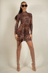 Leopard Print Gathered Bodycon Dress