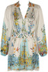 Satin Floral Print V Neck Day Dress