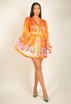 Satin Floral Print V Neck Day Dress