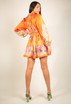 Satin Floral Print V Neck Day Dress
