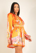 Satin Floral Print V Neck Day Dress
