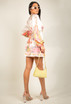 Satin Floral Print V Neck Day Dress