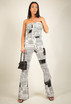 News Paper Print Bandeau Tops & Trouser Set