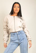 Cropped Ruched Sleeve PU Jacket