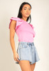 Fine Knit Frilled Sleeve Top