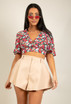 Floral Print Tie Back Cropped Top 