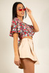 Floral Print Tie Back Cropped Top 
