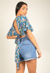 Floral Print Tie Back Cropped Top 