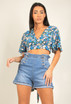 Floral Print Tie Back Cropped Top 