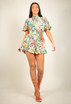 Floral Print Cut Out Back Playsuit