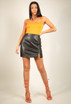 Faux Leather Side Slit Mini Skirt