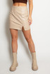 Faux Leather Side Slit Mini Skirt