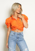 Diamante Trim Pleated Shoulder Blouse