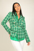 Green Check Print Double Breasted Blazer