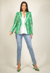 Green & Beige Check Print Double Breasted Blazer