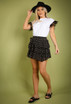 Monogram Print Chiffon Frill Mini Skirt