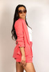 Ruched Sleeve Blazer & Tailored Shorts Co-Ords