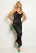 Satin Cowl Neck Belted Jumpsuit