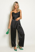 Satin Cowl Neck Belted Jumpsuit