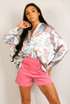 Patchwork Print Oversized Satin Shirt