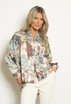 Patchwork Print Oversized Satin Shirt