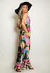 Wide Leg Satin Floral Print Jumpsuit