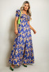 Milkmaid Floral Maxi Dress With Slit