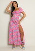 Milkmaid Floral Maxi Dress With Slit