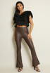 PU High Waist Flare Trousers