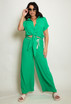 Tie Front Blouse & Belted Trouser Set