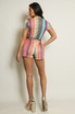 Lurex Striped Print Belted Playsuit