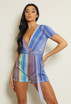 Lurex Striped Print Belted Playsuit