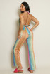 Lurex Stripe Halter Top & Flare Trouser Set