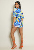 Satin Block Print V Neck Playsuit