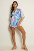 Satin Block Print V Neck Playsuit