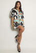 Abstract Print Satin Playsuit