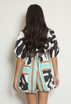 Abstract Print Satin Playsuit
