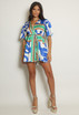 Abstract Print Satin Playsuit