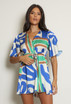 Abstract Print Satin Playsuit