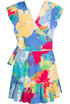 Printed V Neck Wrap Top & Mini Skirt Set