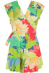 Printed V Neck Wrap Top & Mini Skirt Set