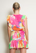 Printed V Neck Wrap Top & Mini Skirt Set