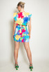 Printed V Neck Wrap Top & Mini Skirt Set