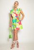 Printed V Neck Wrap Top & Mini Skirt Set