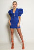 Lace Up Front Puff Sleeve Mini Dress