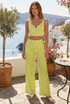 Retro Print Bralet & Wide Leg Trouser Set