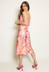 Floral Satin Cowl Neck Midi Dress