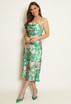 Floral Satin Cowl Neck Midi Dress